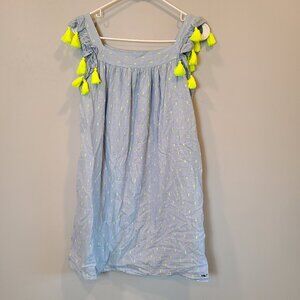 Vineyard Vines Dress Girls Large Neon Clip Jacquard Dress Pockets Blue